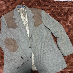 Vintage Pendleton Wool Western Blazer Jacket Suede Elbow Patches Men’s 48 Long